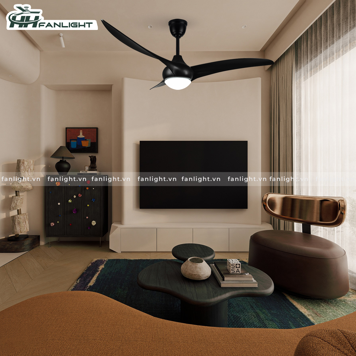 Quạt trần đèn hiện đại FL HD-304D