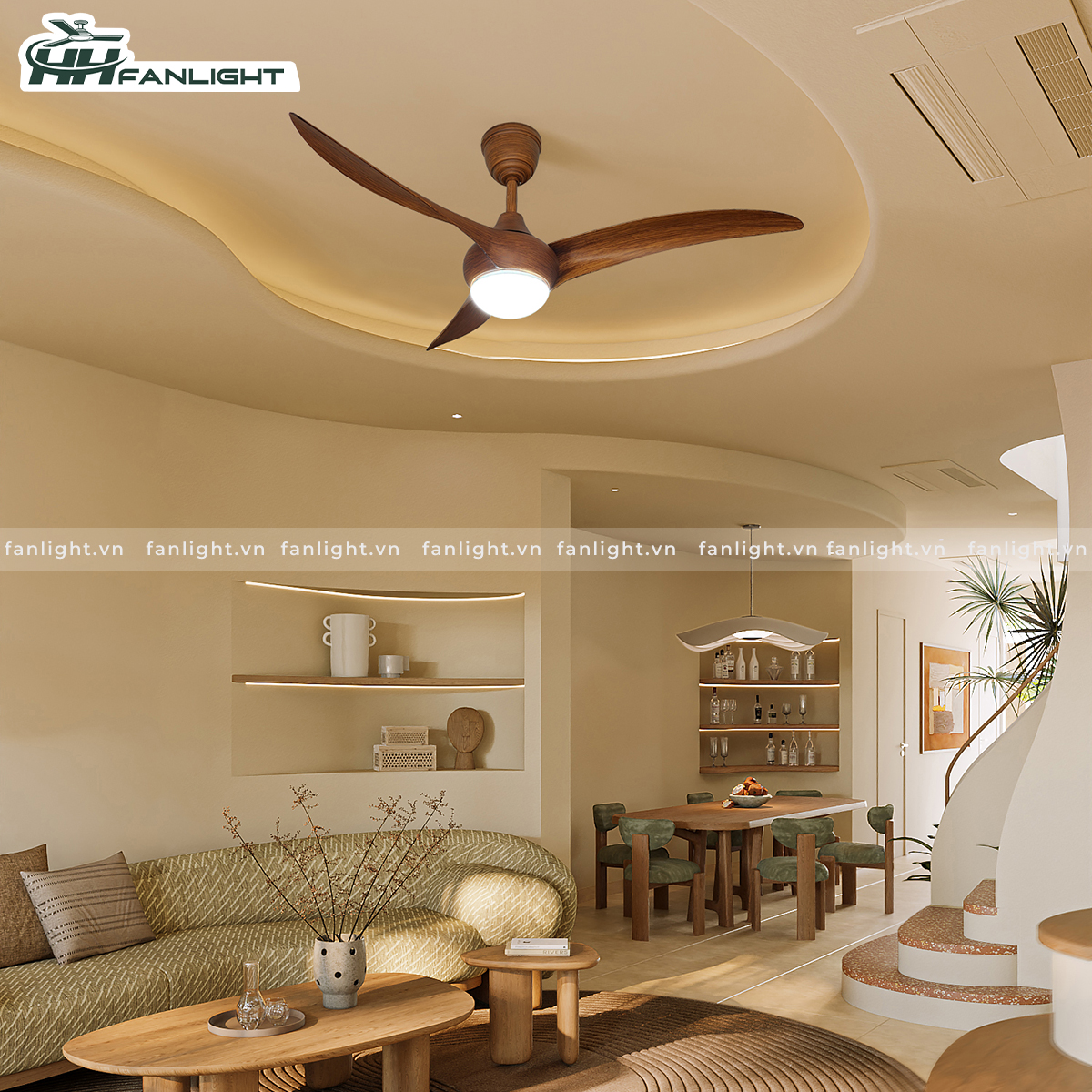 Quạt trần đèn hiện đại FL HD-304N