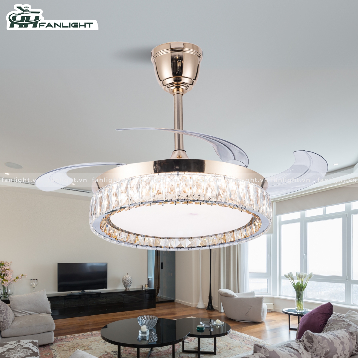 Quạt trần đèn giấu cánh FL HD-402