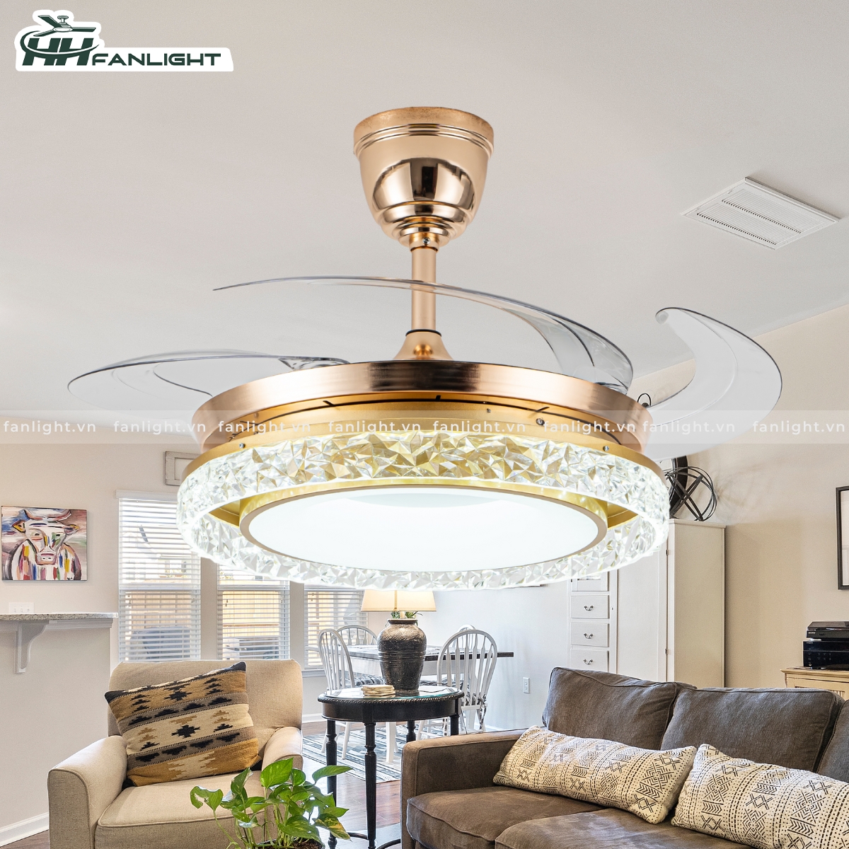 Quạt trần đèn giấu cánh FL HD-404