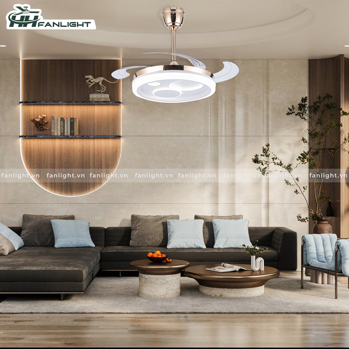 Quạt trần đèn giấu cánh FL HD-405