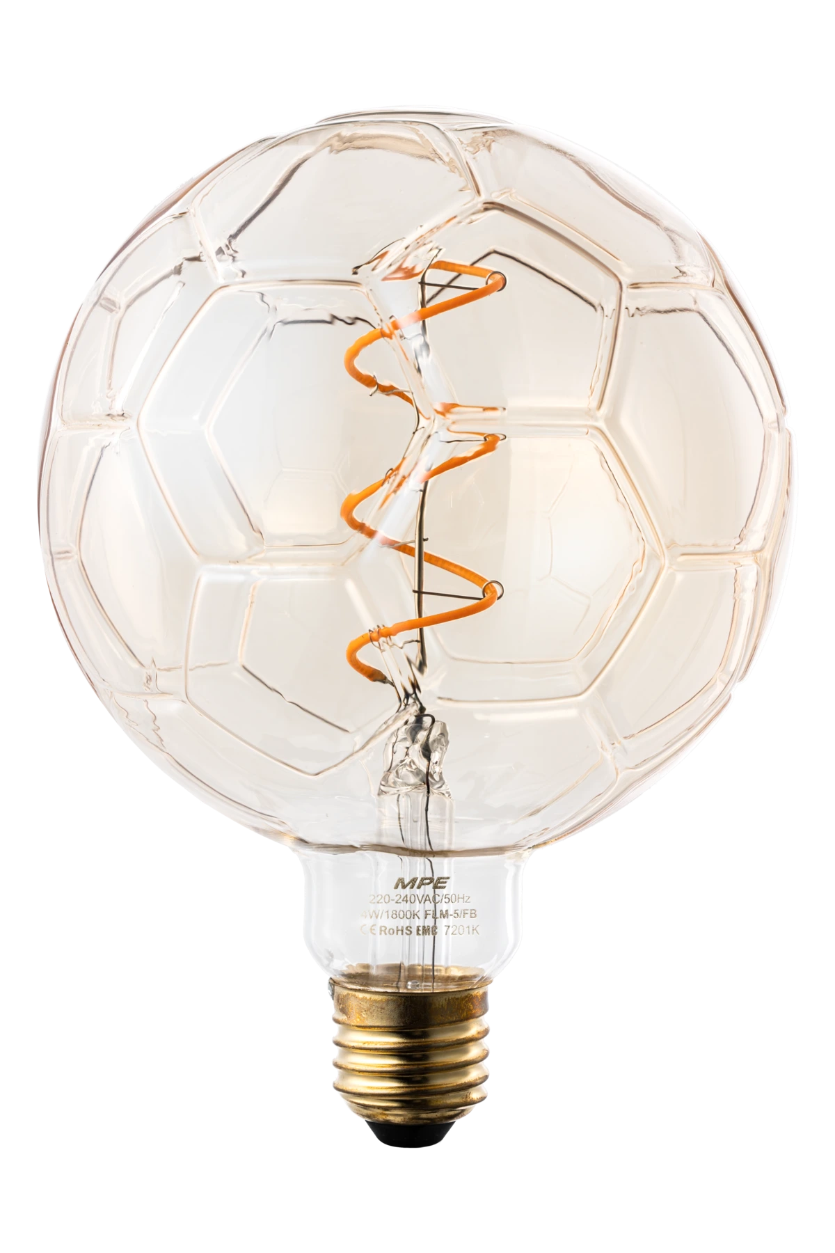 LED Bulb Filament hình trái banh thân đèn màu Amber 4W ánh sáng vàng FLM-5/FB