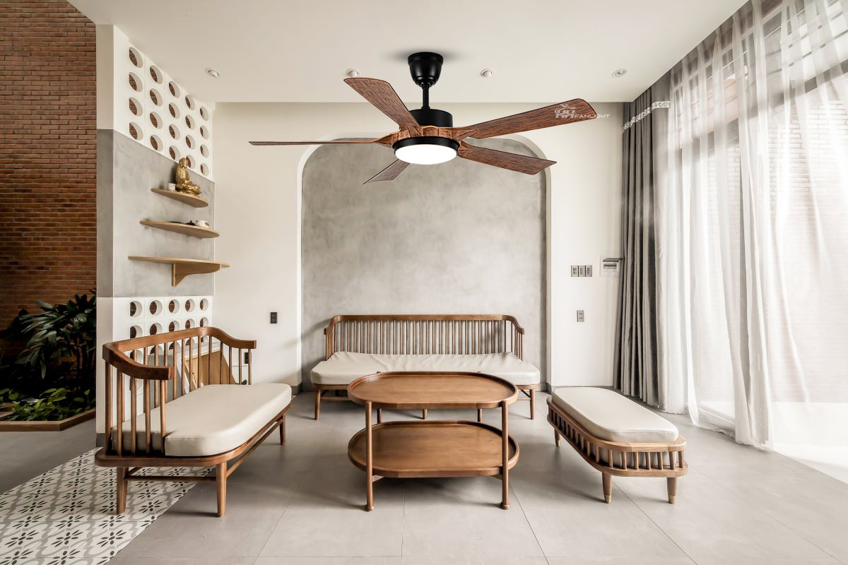 Quạt trần đèn hiện đại 5 cánh FL HD-517 trang trí phòng khách