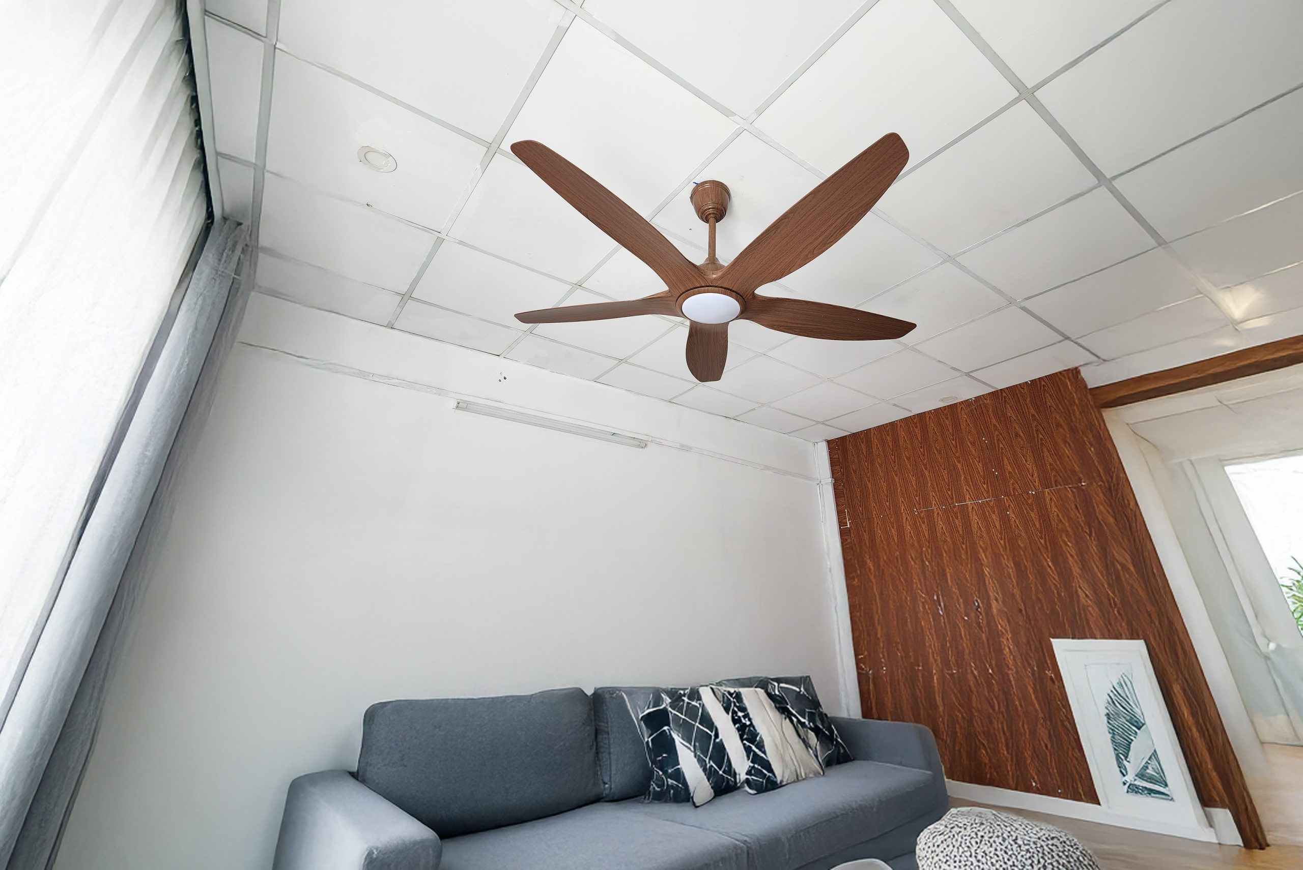 Quạt trần 5 cánh họa tiết vân gỗ FL HD-513